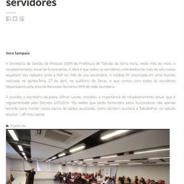 Prefeitura de Taboão inicia recadastramento anual de servidores – O Taboanense